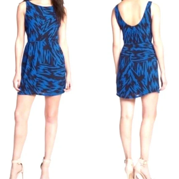 BB Dakota Blue and Black Abstract Print 
Dress 6 - Picture 8 of 9